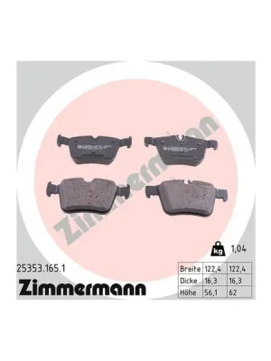 Levný Sada brzdových destiček, kotoučová brzda ZIMMERMANN 25353.165.1