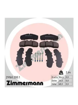 Nejprodávanější Sada brzdových destiček, kotoučová brzda ZIMMERMANN 29160.200.1