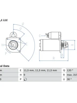 Startér BOSCH 0 986 011 020 Nejlepší Volba
