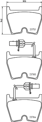 Pouze Dnes Sada brzdových destiček, kotoučová brzda HELLA 8DB 355 009-191